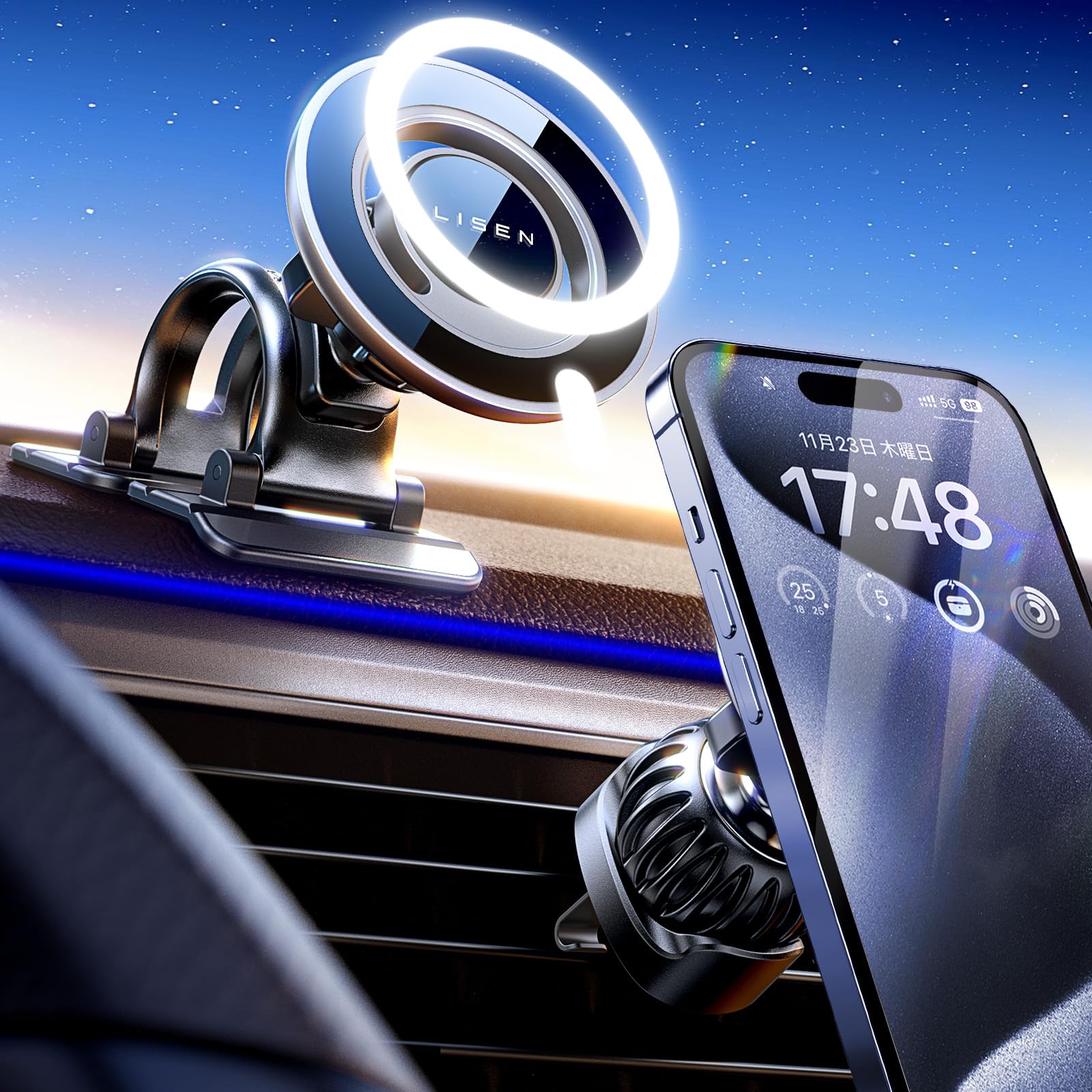 Amazon.co.jp: 【2024最新＆安定性拔群】LISEN magsafe 車載 マグ